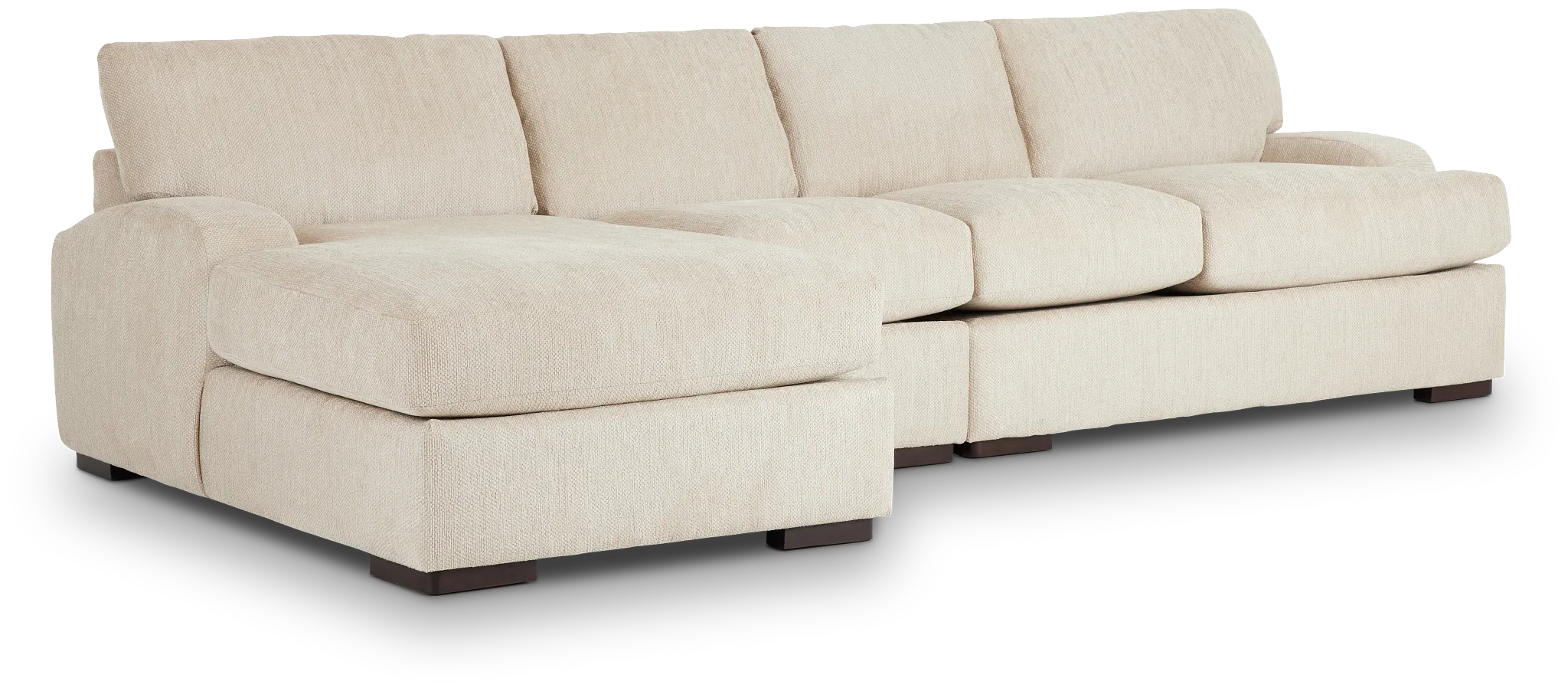 Alpha Beige Fabric Small Left Chaise Sectional