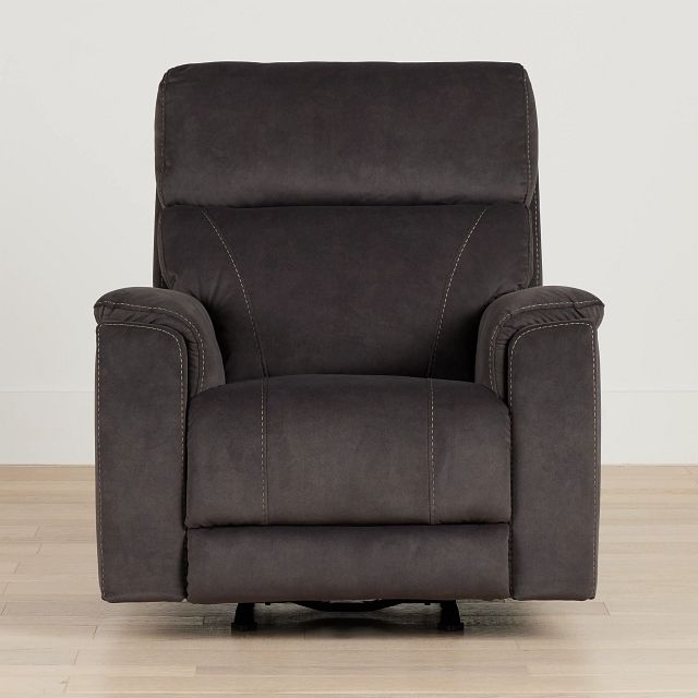 Wells Dark Brown Fabric Power Recliner With Heat And Massage