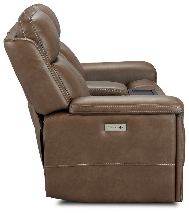 Jayden Brown Micro Power Reclining Console Loveseat