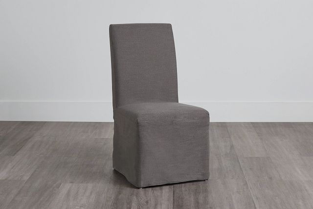 Harbor Dark Gray Long Slipcover Chair With Light Tone Leg