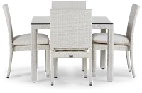 Bahia White 40" Square Table & 4 Chairs