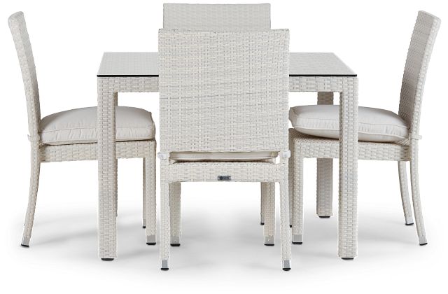 Bahia White 40" Square Table & 4 Chairs