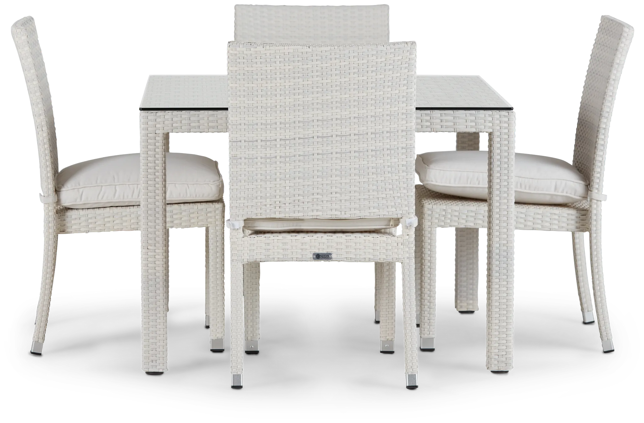 Bahia White 40" Square Table & 4 Chairs
