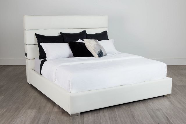 Miami White Uph Platform Bed