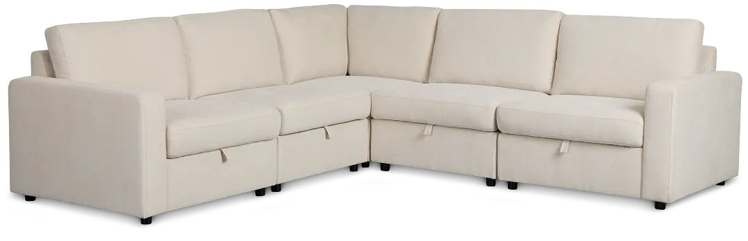 Addie Beige Fabric Small 2-arm Storage Sectional