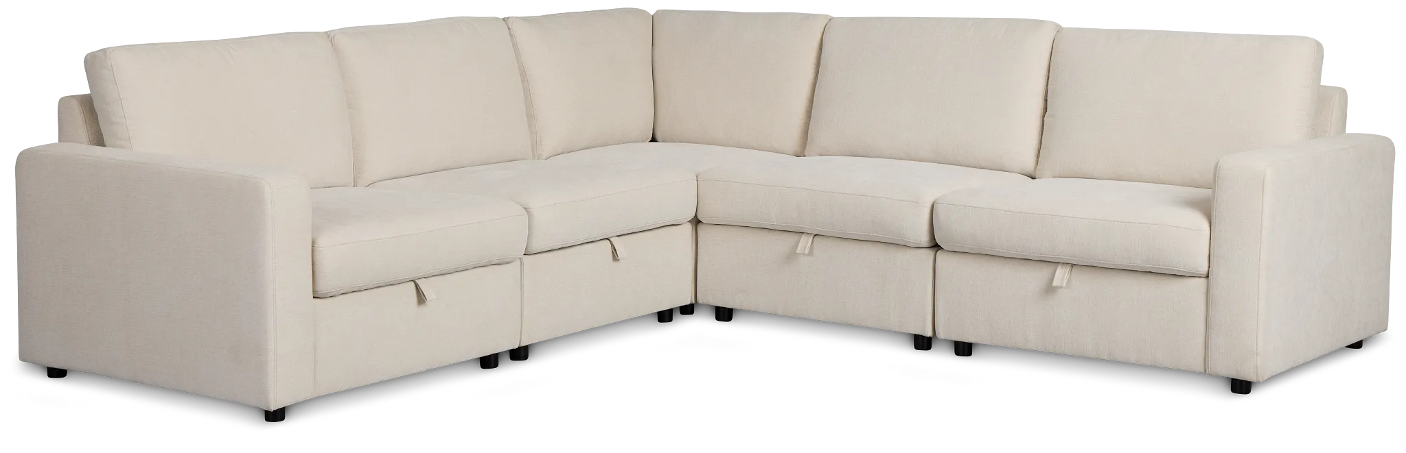 Addie Beige Fabric Small 2-arm Storage Sectional