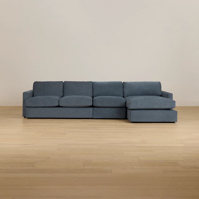 Noah Blue Fabric Small Right Chaise Sectional