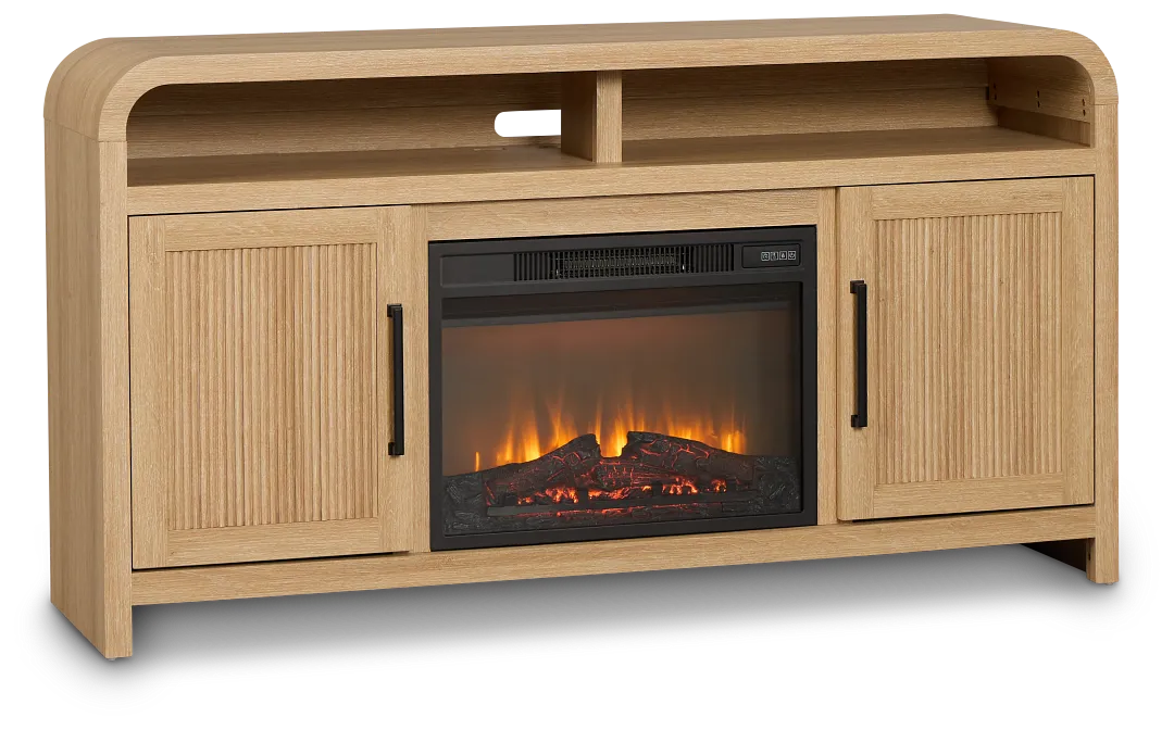 Lyndie Light Tone Tv Stand With Fireplace Insert