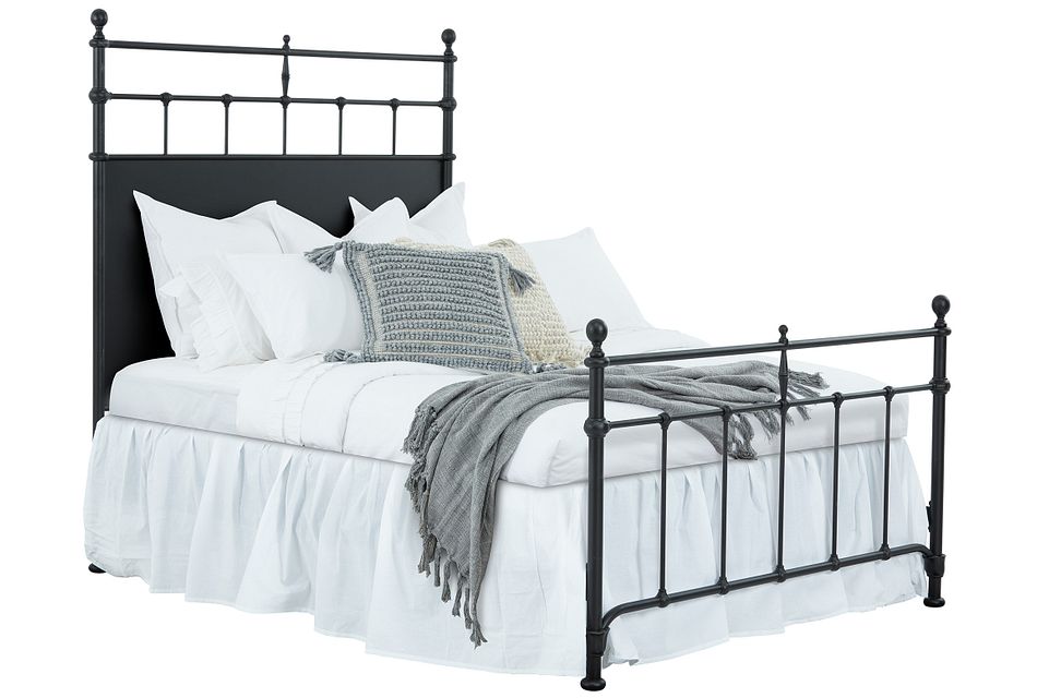 Trellis Black Metal Panel Bed