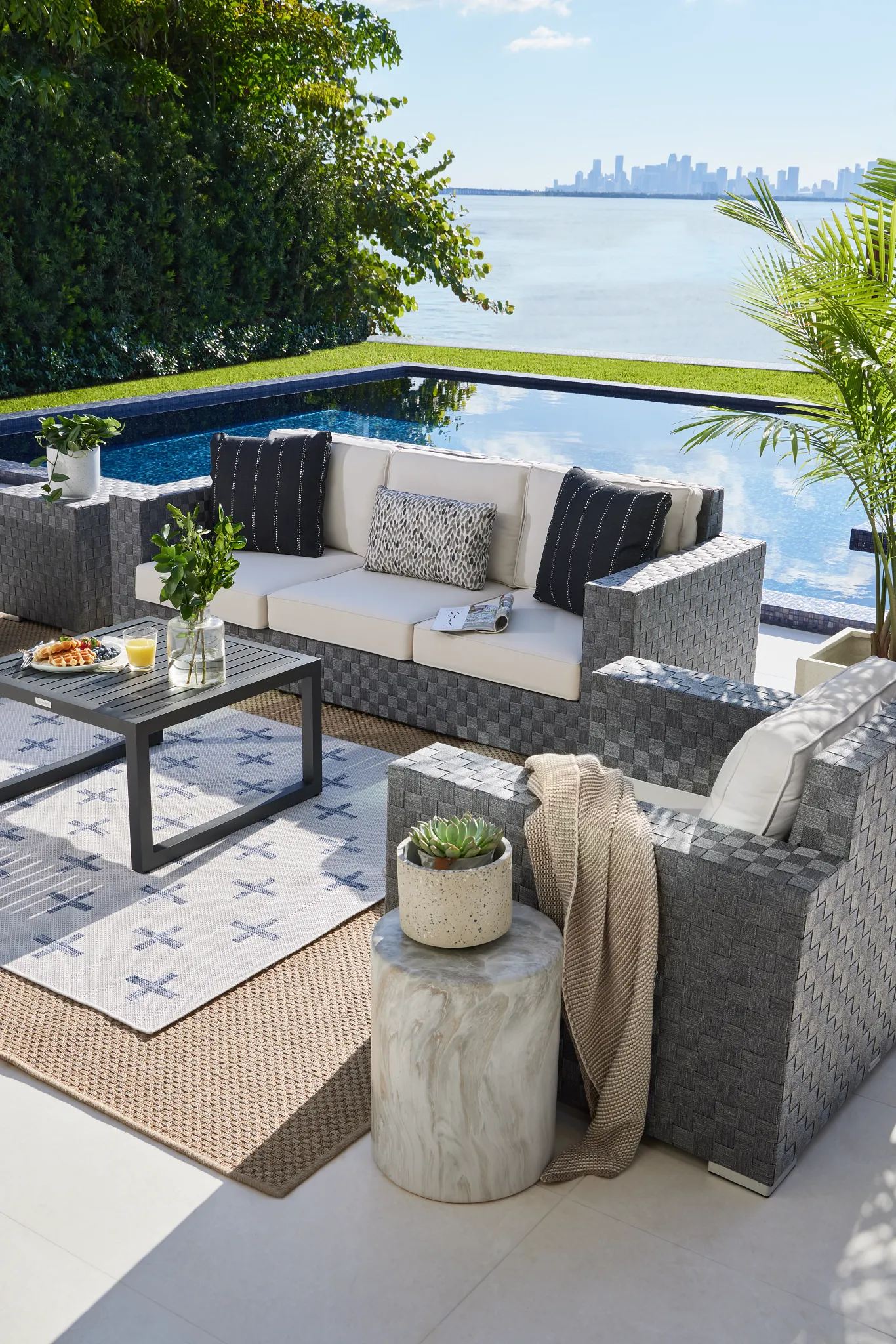 Barbados White Woven Sofa