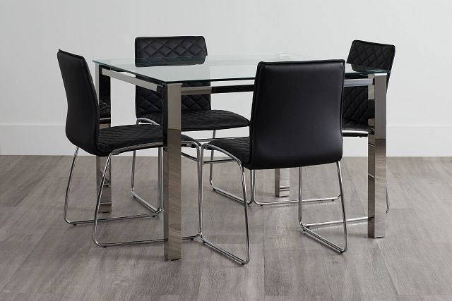 Skyline Black Square Table & 4 Metal Chairs (0)