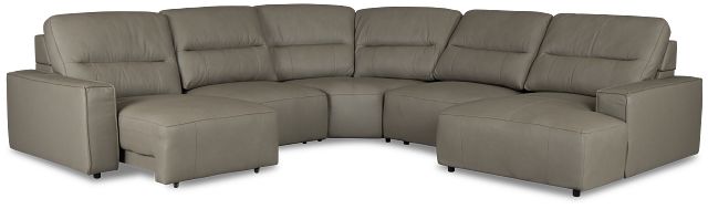 Rudy Gray Lthr/vinyl Small Left Chaise Power Extension Sectional