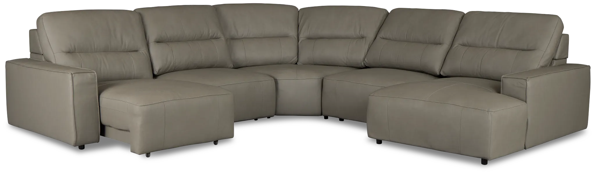 Rudy Gray Lthr/vinyl Small Left Chaise Power Extension Sectional