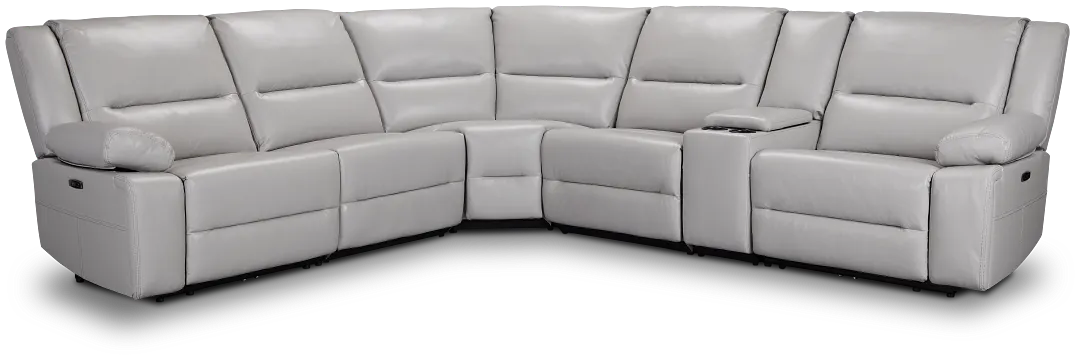 Peyton Light Gray Lthr/vinyl Medium Dual Power 2-arm Reclining Sectional