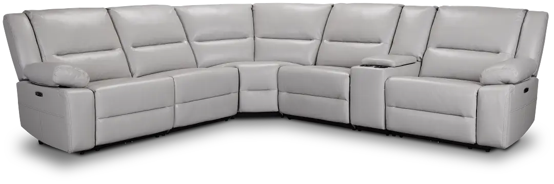 Peyton Light Gray Lthr/vinyl Medium Dual Power 2-arm Reclining Sectional Peyton Light Gray Lthr/vinyl Medium Dual Power 2-arm Reclining Sectional