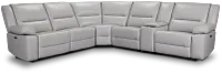 Peyton Light Gray Lthr/vinyl Medium Dual Power 2-arm Reclining Sectional