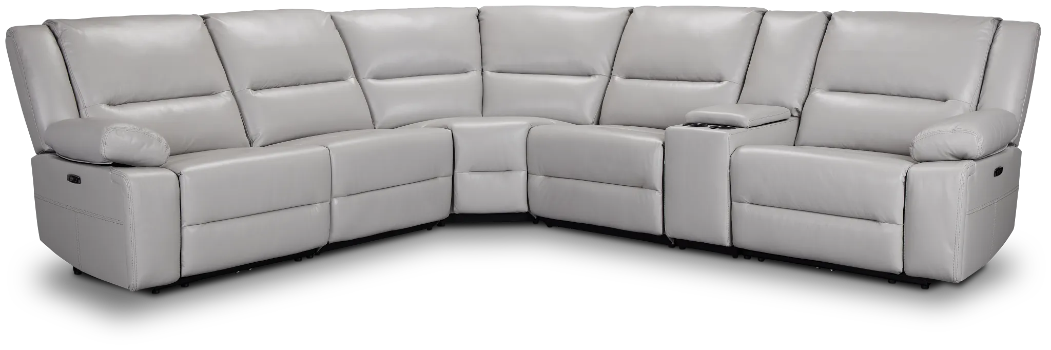 Peyton Light Gray Lthr/vinyl Medium Dual Power 2-arm Reclining Sectional