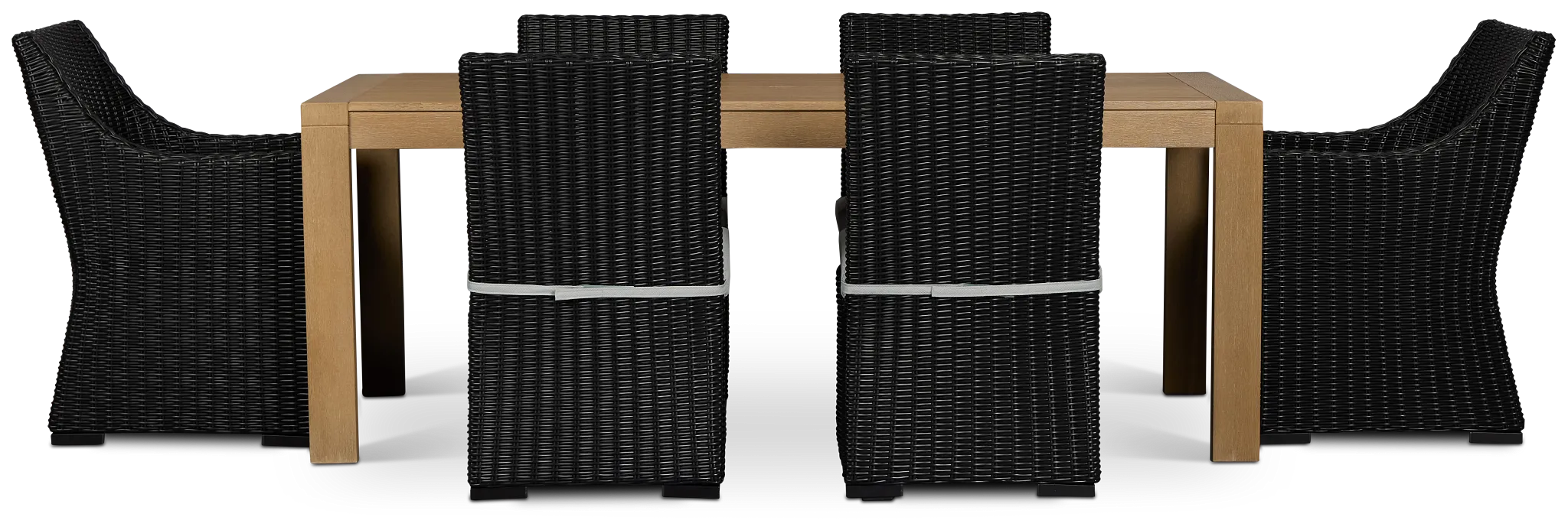 Montecito Mid Tone Table & 6 Chairs With Light Blue Cushions