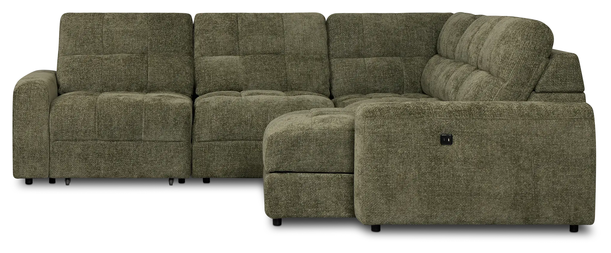 Hendrix Green Fabric Small Right Chaise Power Extension Sectional Hendrix Green Fabric Small Right Chaise Power Extension Sectional