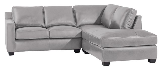 Carson Gray Leather Right Bumper Sectional