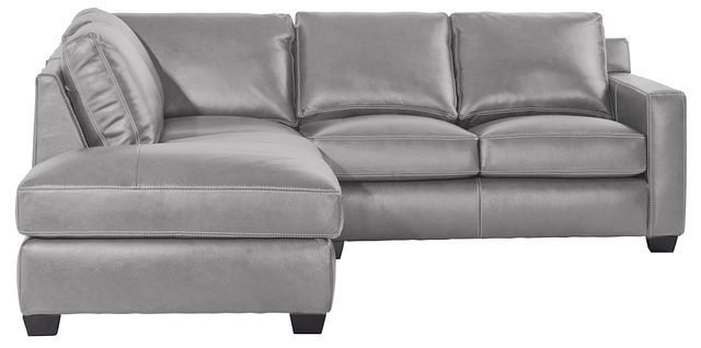 Carson Gray Leather Left Bumper Sectional (1)