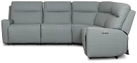 Flexsteel Sterling Blue Lthr/vinyl Small Triple Power Reclining Two-arm Sectional