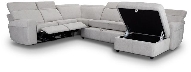 Callum Light Gray Storage Small Right Dual Power Chaise Sleeper Sectional