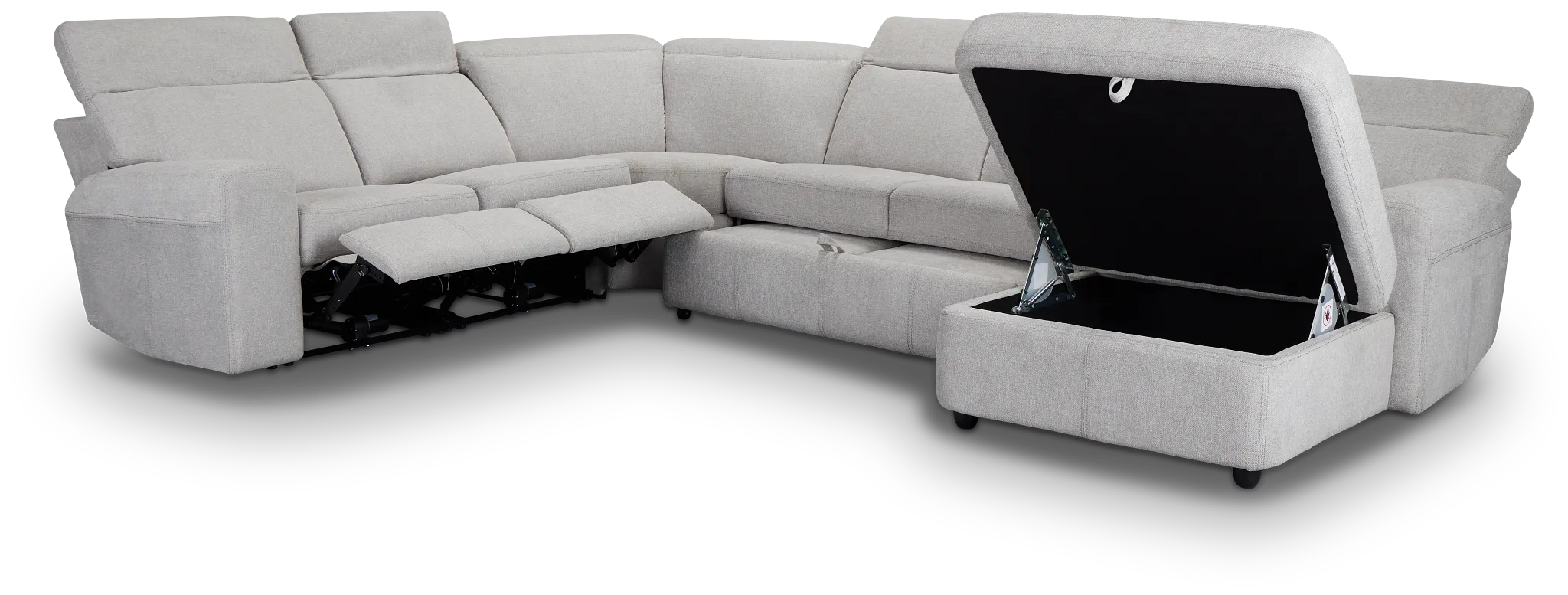 Callum Light Gray Storage Small Right Dual Power Chaise Sleeper Sectional