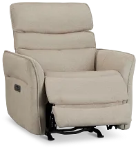 Preston Khaki Fabric Power Recliner With Heat And Massage