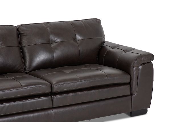 Braden Dark Brown Leather Small Left Chaise Sectional