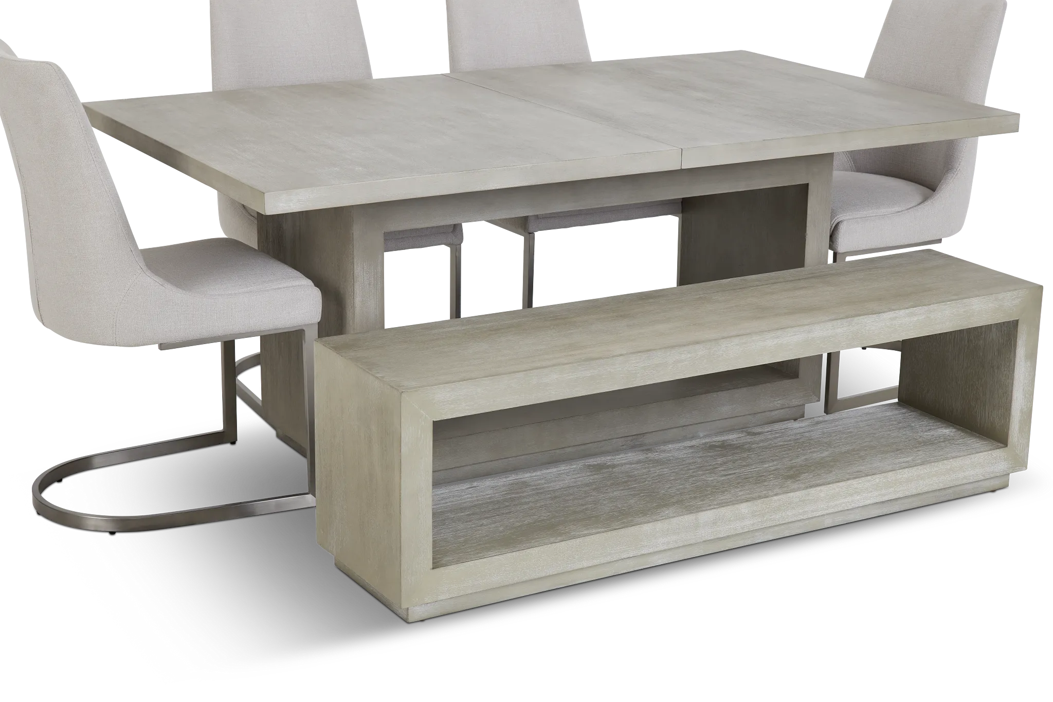 Madden Light Tone Rect Table, 4 Chairs & Bench