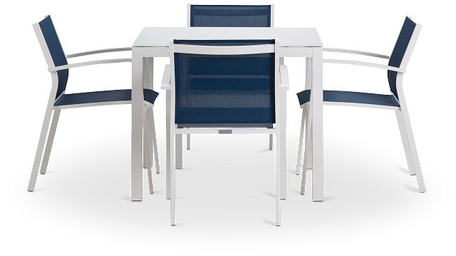 Lisbon Navy 36" Square Table & 4 Sling Chairs