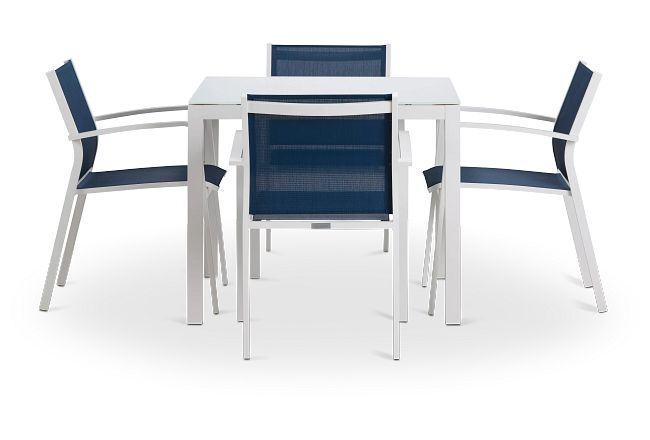 Lisbon Navy 36" Square Table & 4 Sling Chairs