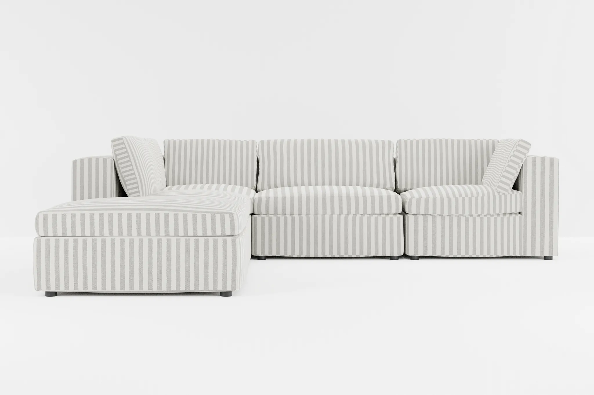 Destin Sea Lane Dark Gray Fabric 5pc Bumper Sectional