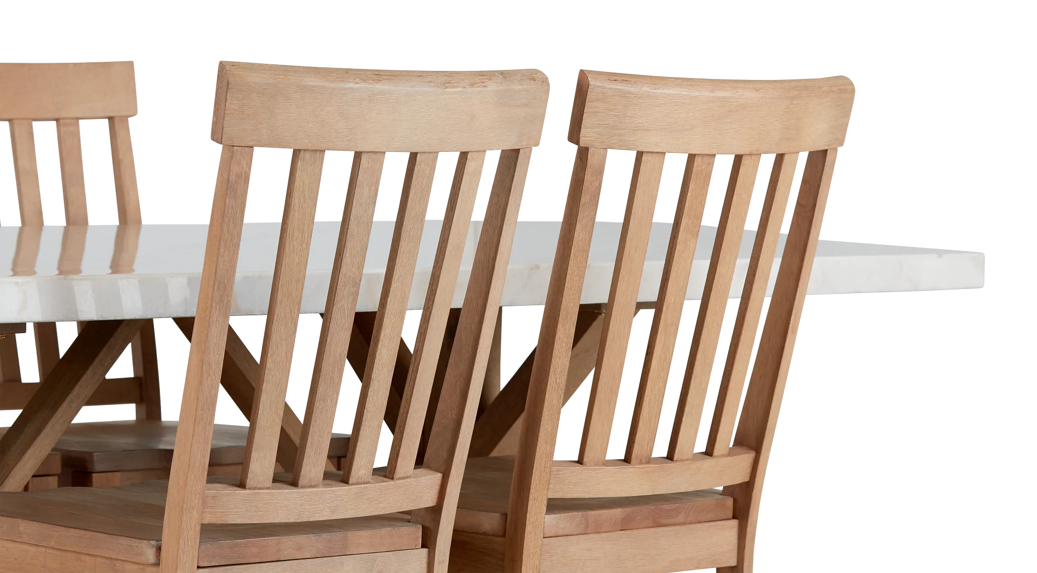 Somerset Light Tone Marble Rectangular Table & 4 Wood Chairs