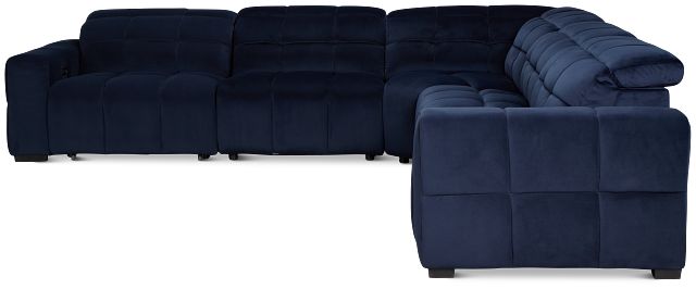 Gemma Navy Velvet Small Right Chaise Power Reclining Sectional