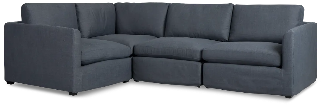 Willow Navy Fabric Small Two-arm Sectional