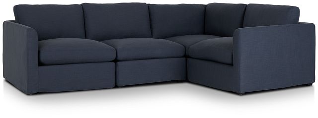 Willow Navy Fabric Small Two-arm Sectional (1)
