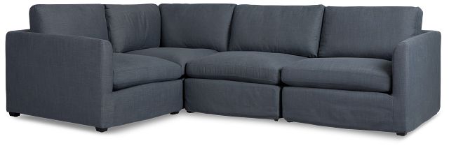 Willow Navy Fabric Small Two-arm Sectional