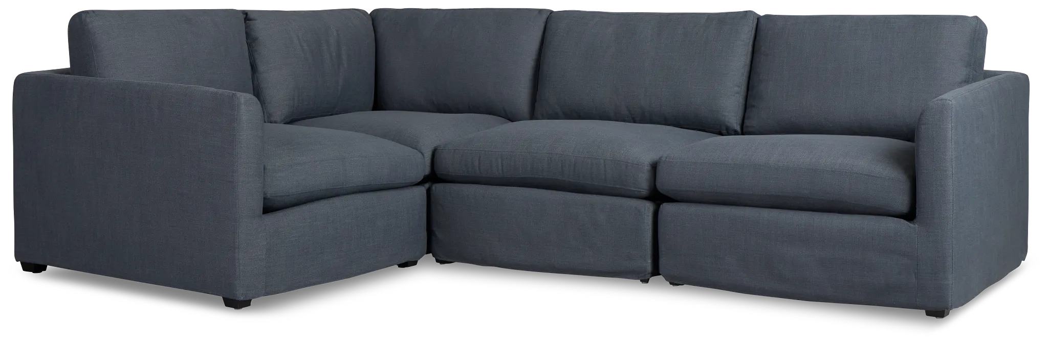 Willow Navy Fabric Small Two-arm Sectional