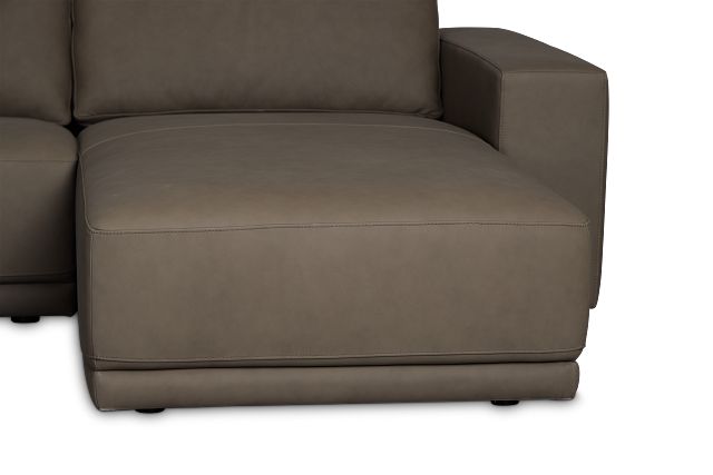 Kellan Dark Gray Leather Medium Right Chaise Sectional