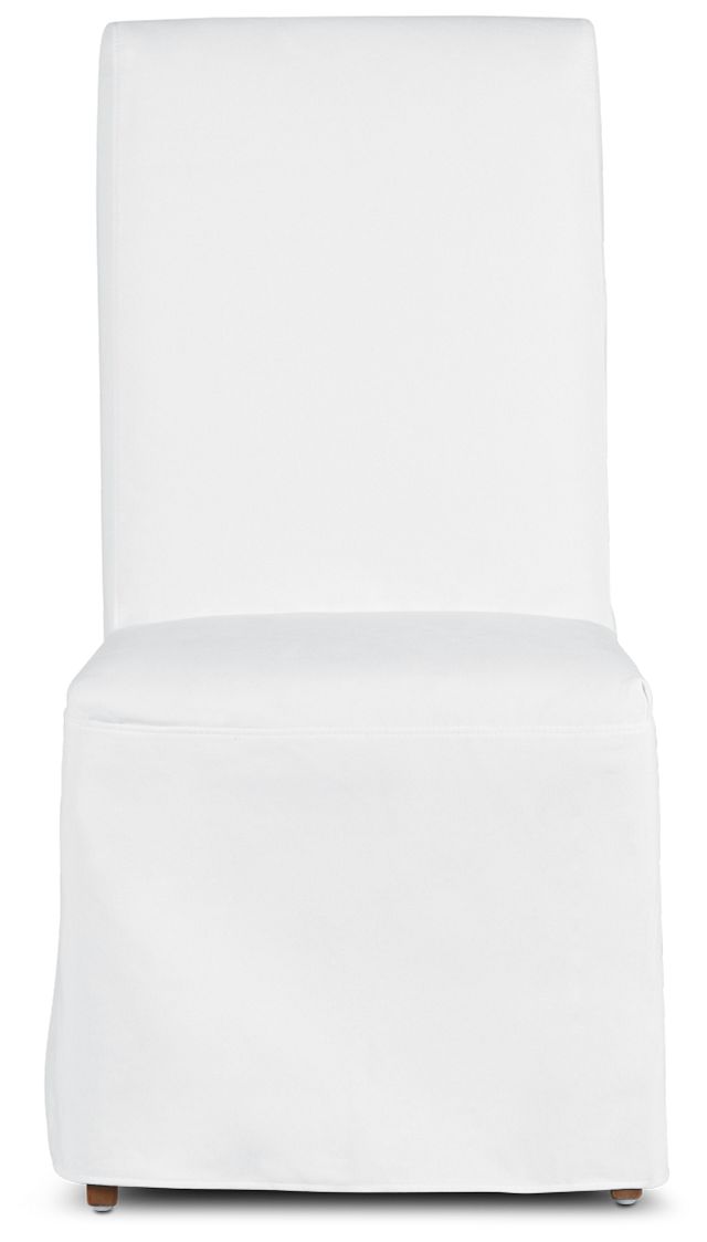 Harbor White Long Slipcover Chair With Light Tone Leg (3)