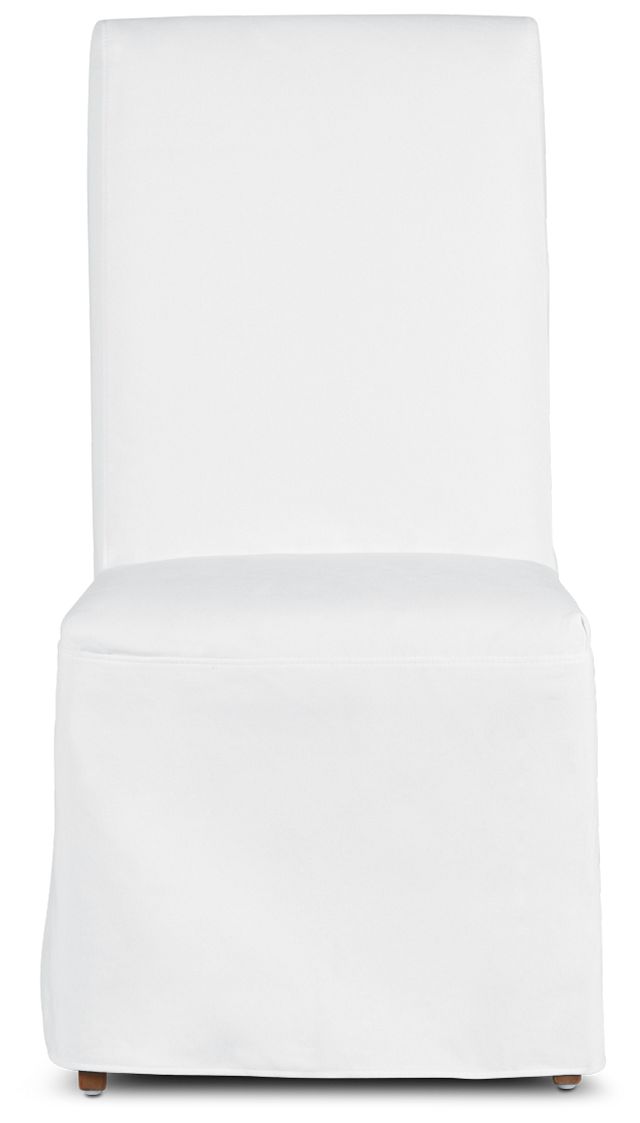 Harbor White Long Slipcover Chair With Light Tone Leg