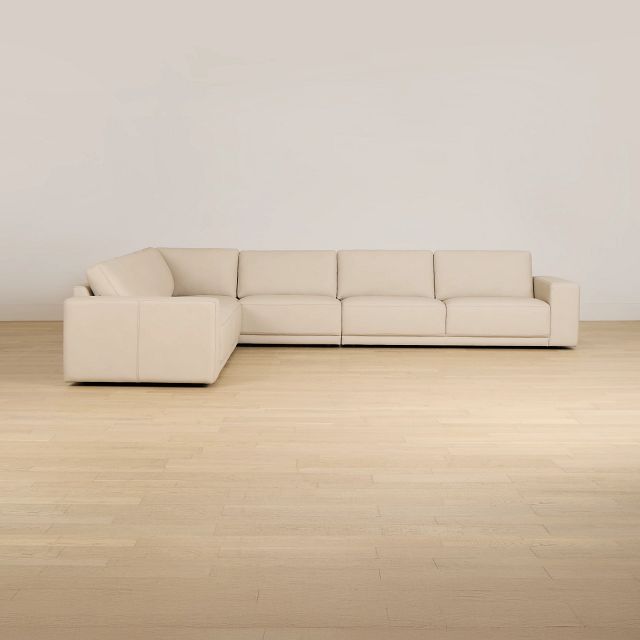 Kellan Ivory Leather Medium Two-arm Sectional