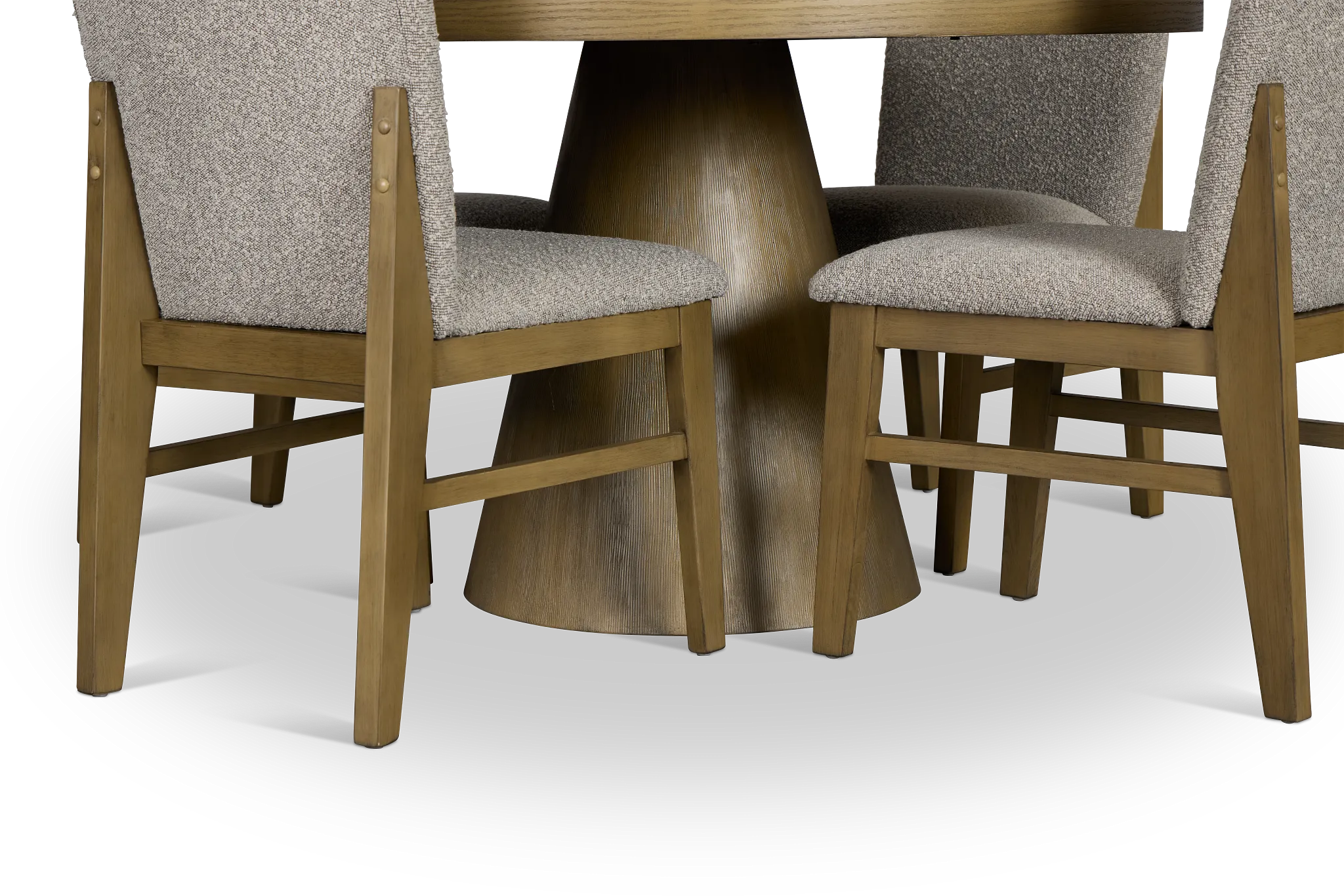 Modesto Light Tone Round Table & 4 Upholstered Chairs