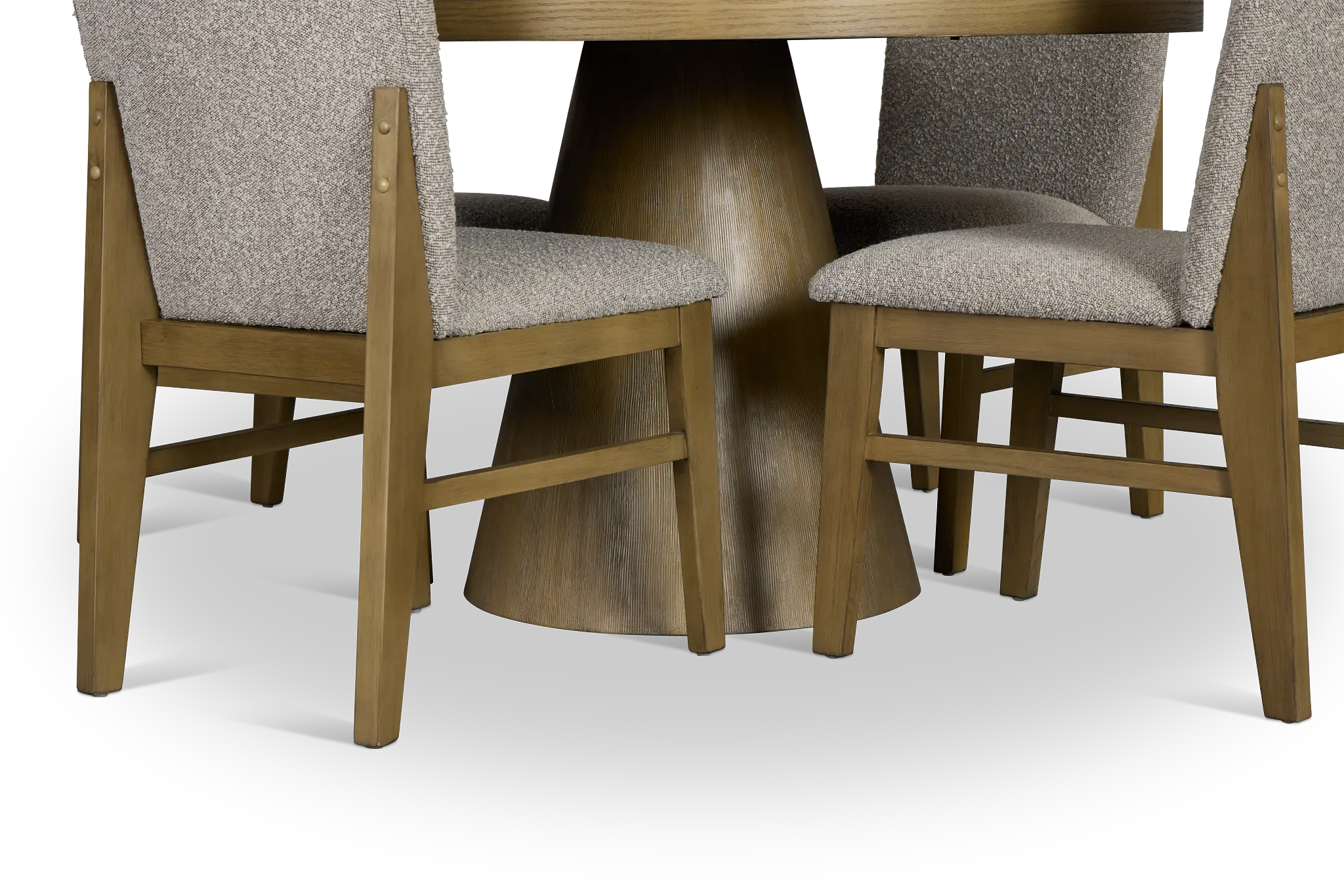 Modesto Light Tone Round Table & 4 Upholstered Chairs Modesto Light Tone Round Table & 4 Upholstered Chairs