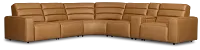 Sawyer Light Brown Micro Medium Dual Power 2-arm Reclining Sectional