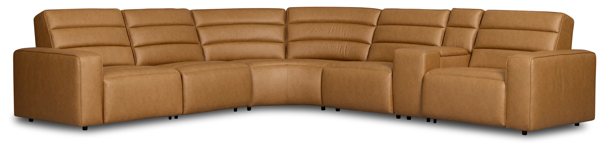 Sawyer Light Brown Micro Medium Dual Power 2-arm Reclining Sectional