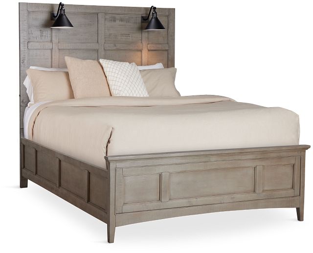 Heron Cove Light Tone Panel Bed With Lights