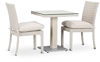 Bahia White 27" Square Table & 2 Chairs